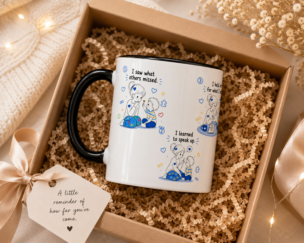 I Became Braver Illustration Coffee Mug | Supportive Friendship Quotes