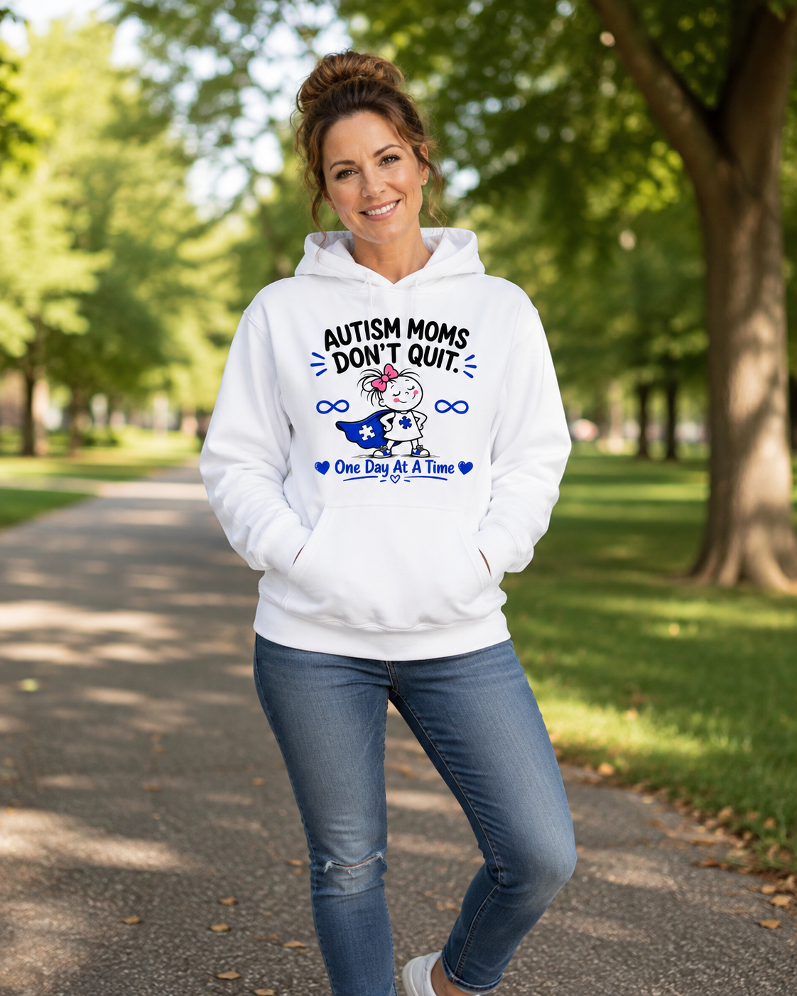 Autism Mom Hoodie – One Day at a Time | Inspirational Unisex Sweatshirt