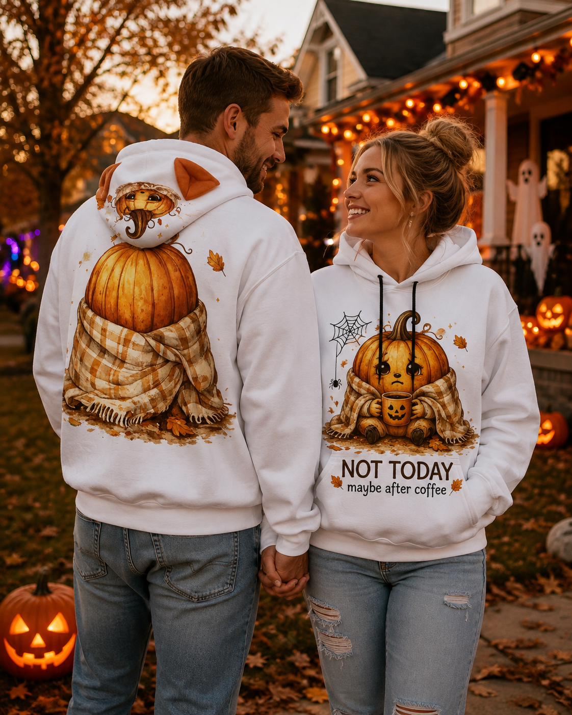 Not Today Maybe After Coffee Halloween Hoodie | Cozy Pumpkin Sweatshirt
