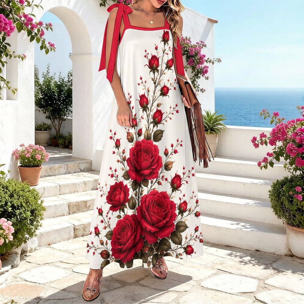 180gsm Ankle-length Slip Dress with Straps(All-Over Printing)