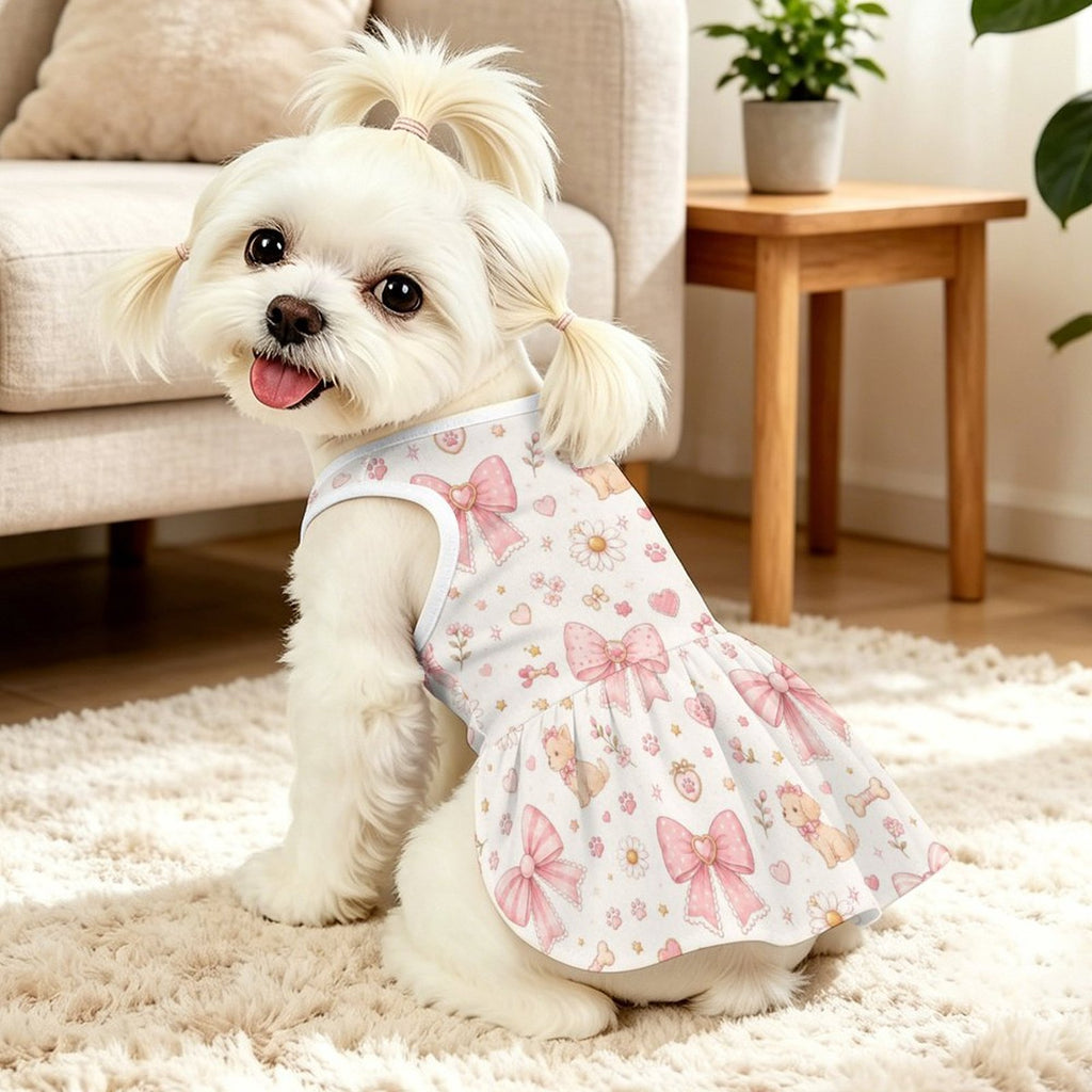 Sweet Bow Ruffle Dog Dress – Small Dog Sizes 2XS–L