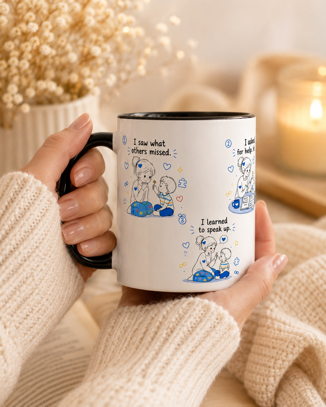 I Became Braver Illustration Coffee Mug | Supportive Friendship Quotes
