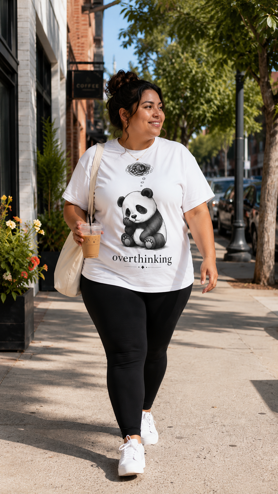 Overthinking Panda T-Shirt | Cute Anxiety Shirt for Women | Soft Cotton Graphic Tee