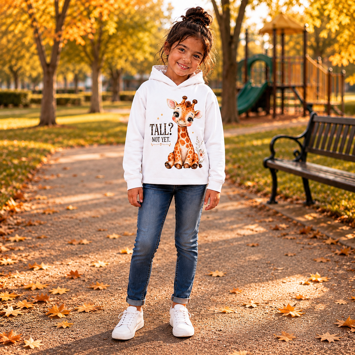 Kids “Tall? Not Yet.” Giraffe Borg Fleece Hoodie
