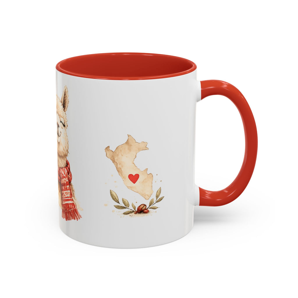 YA PE. Peruvian Coffee Mug – Red Interior & Handle | Alpaca Ceramic Mug | Funny Peruvian Gift | 11 oz