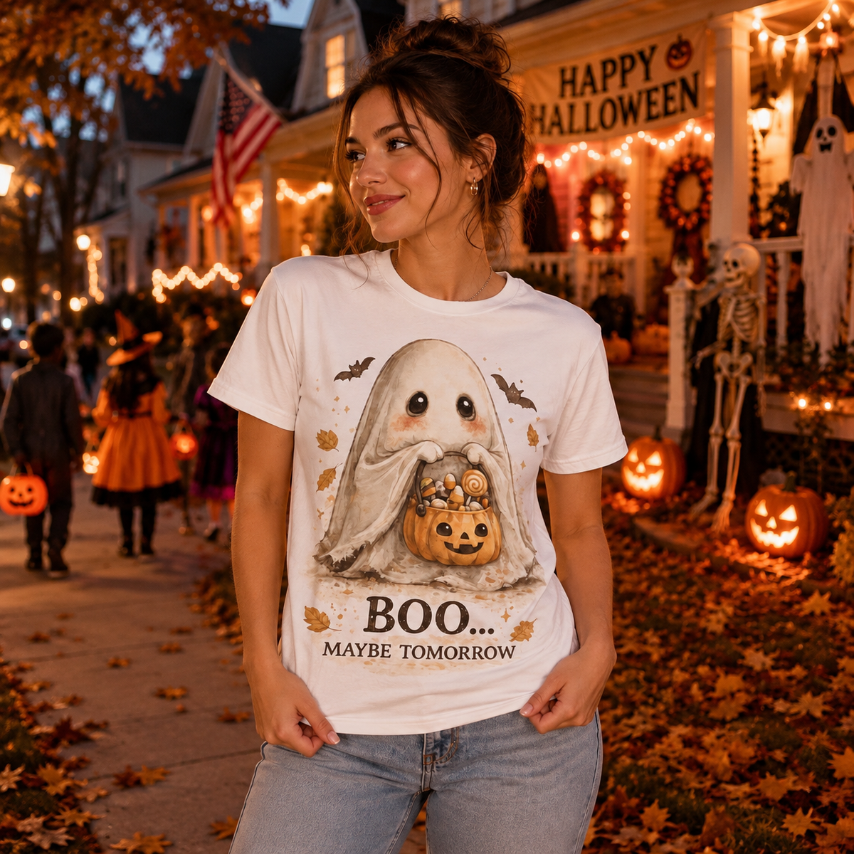 Boo Maybe Tomorrow T-Shirt | Cute Halloween Ghost Graphic Tee