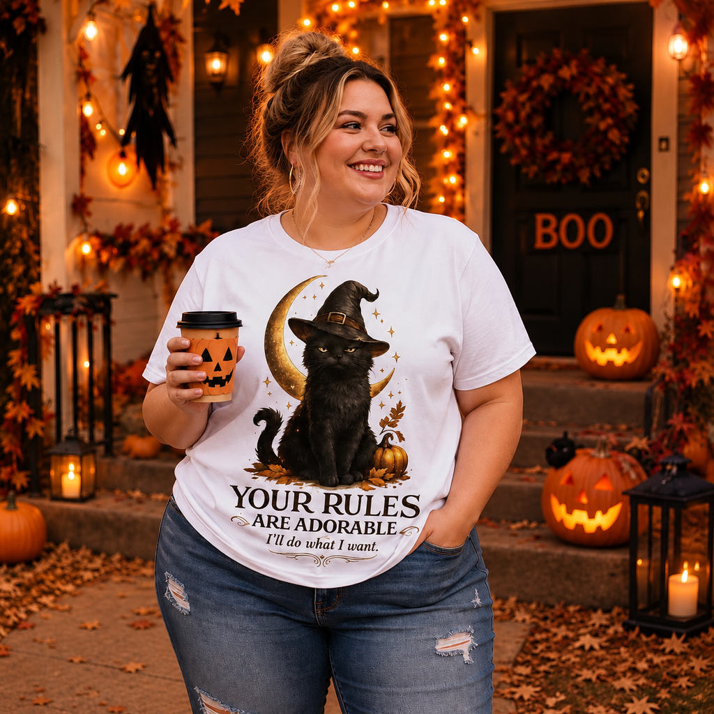 Halloween Witch Cat T-Shirt | Funny Black Cat Graphic Tee