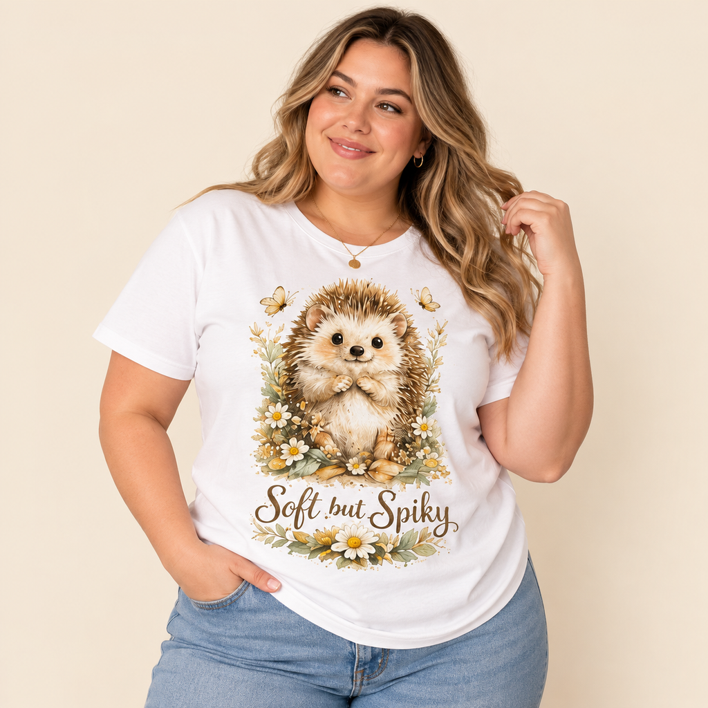 Soft but Spiky Hedgehog T-Shirt | Cute Cottagecore Graphic Tee