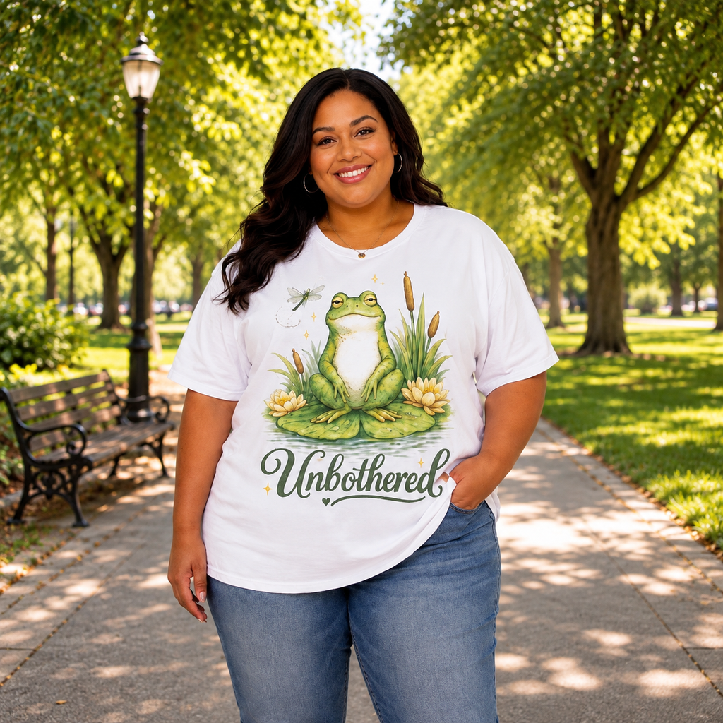 Unbothered Frog T-Shirt for Women | Funny Cottagecore Graphic Tee