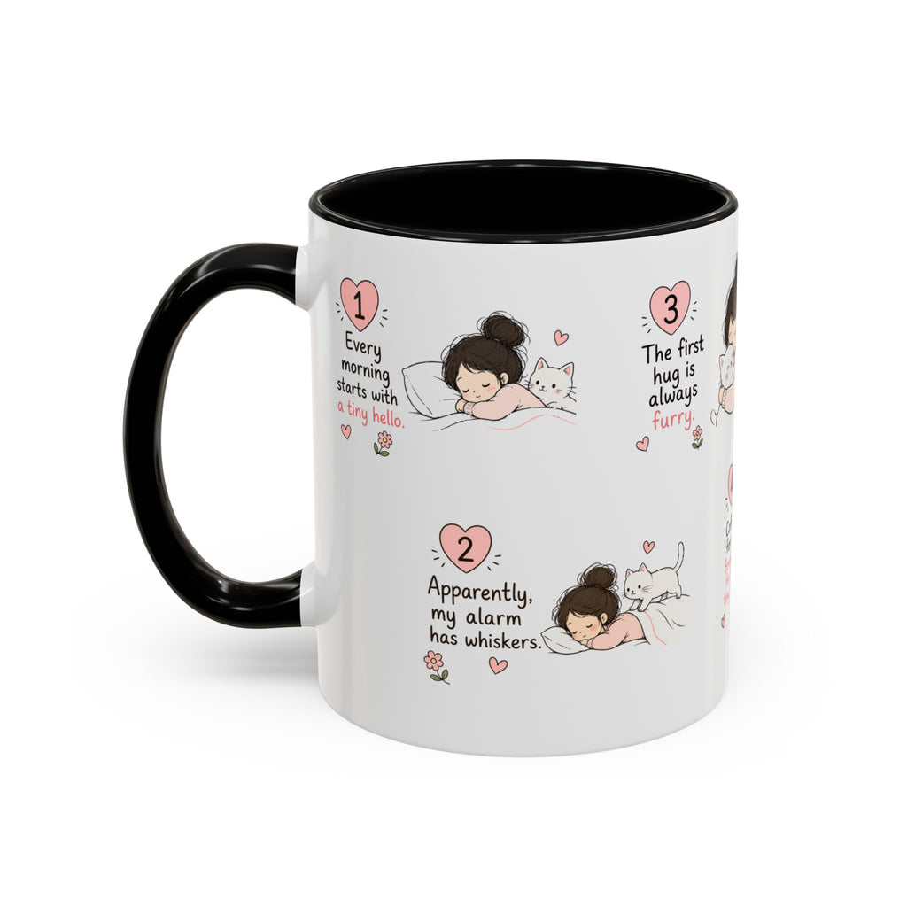 Morning With My Cat Mug | Cute Cat Lover Coffee Mug | Cozy Cat Mom Gift | Doodle Story Mug