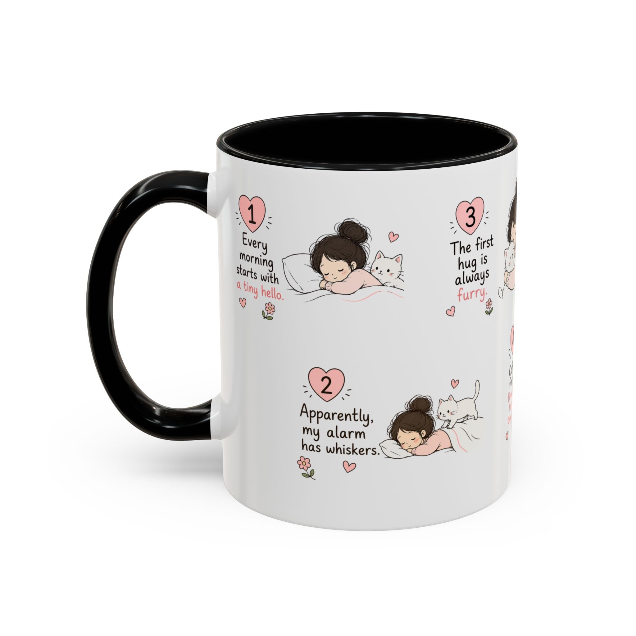 Morning With My Cat Mug | Cute Cat Lover Coffee Mug | Cozy Cat Mom Gift | Doodle Story Mug