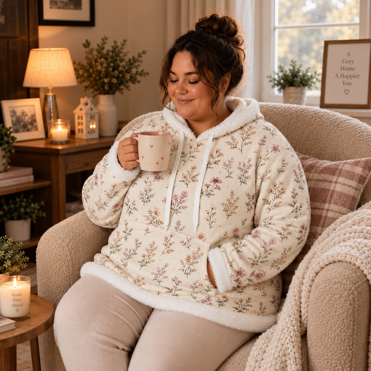 Healing Flowers Cozy Fleece Hoodie