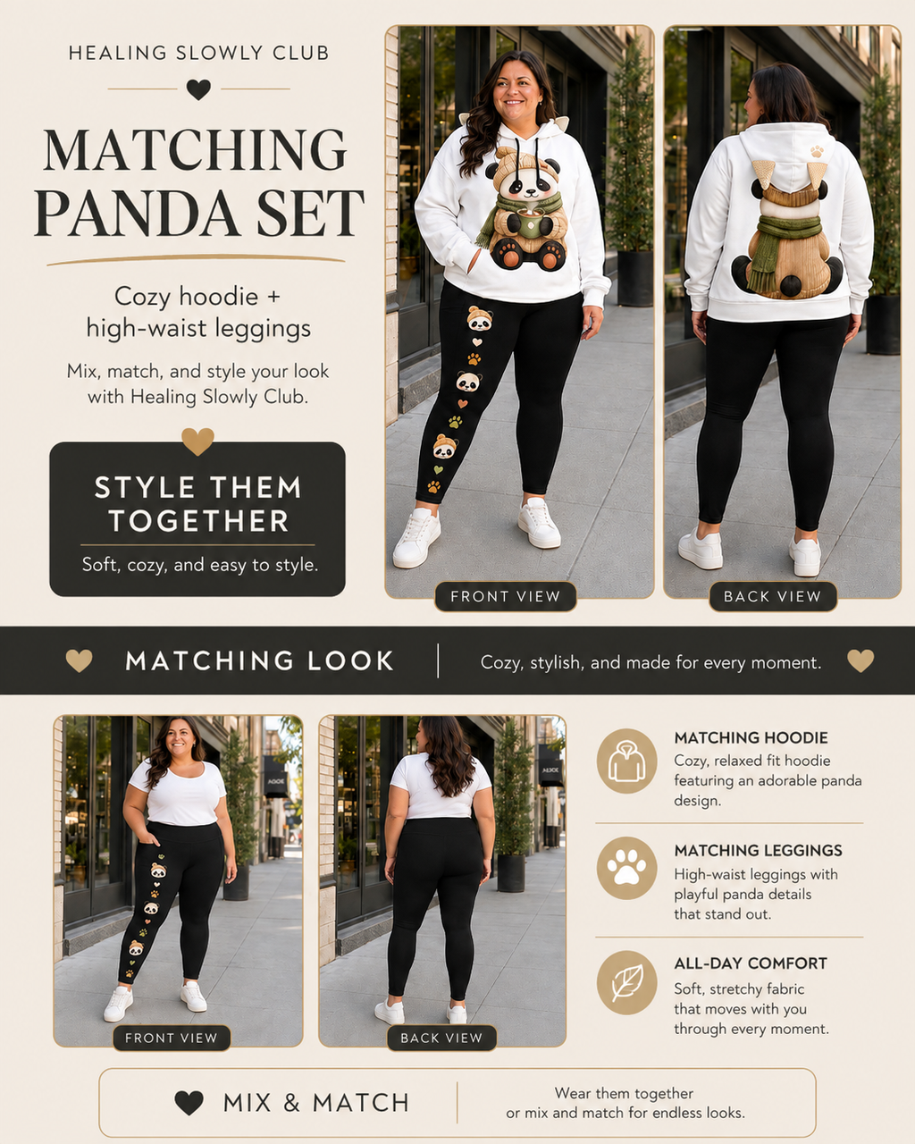 Panda High-Waist Leggings with Side Pockets | XS–6XL