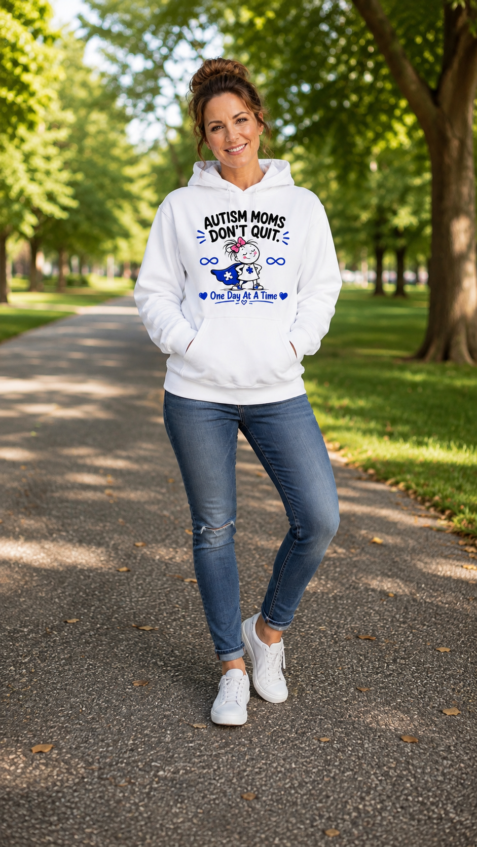 Autism Mom Hoodie – One Day at a Time | Inspirational Unisex Sweatshirt