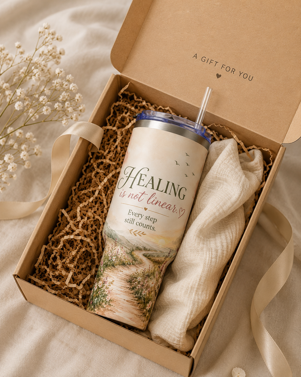 Tumbler — "Healing Is Not Linear" 40oz Insulated Travel Cup