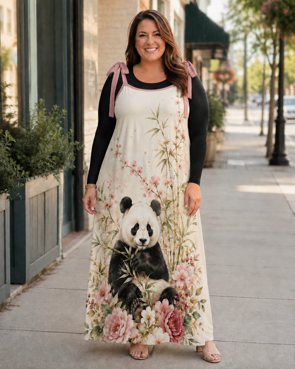 Blush Panda Garden Maxi Dress – Floral Panda Dress