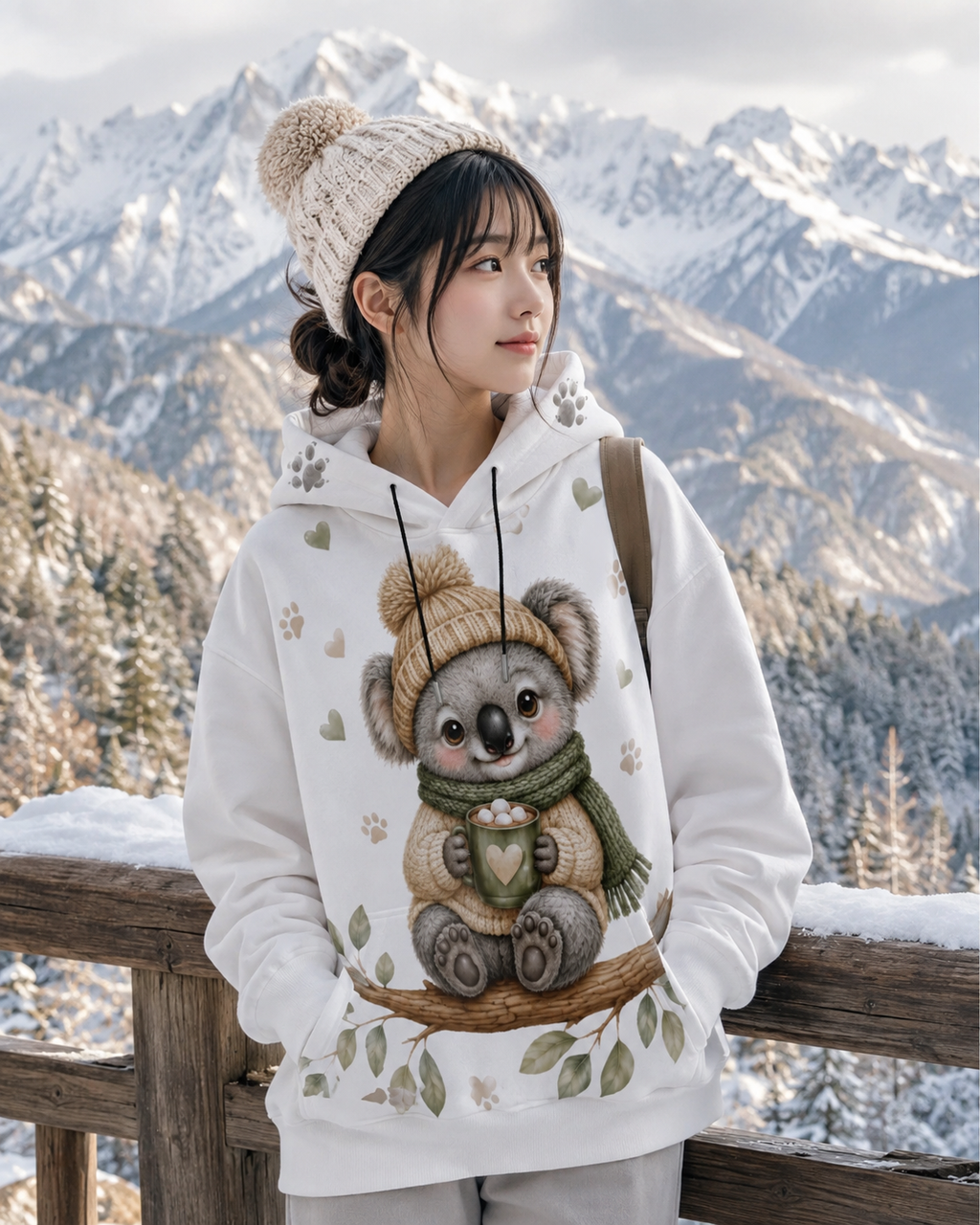All-Over Print Women’s Hoodie With Decorative Ears