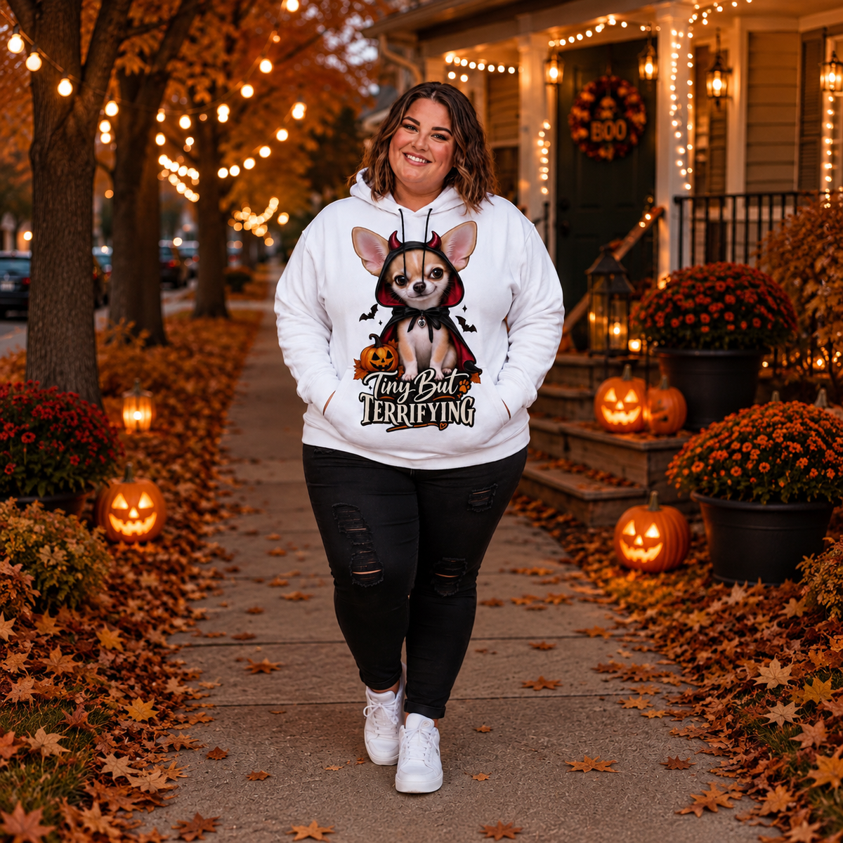 Tiny But Terrifying Chihuahua Halloween Hoodie