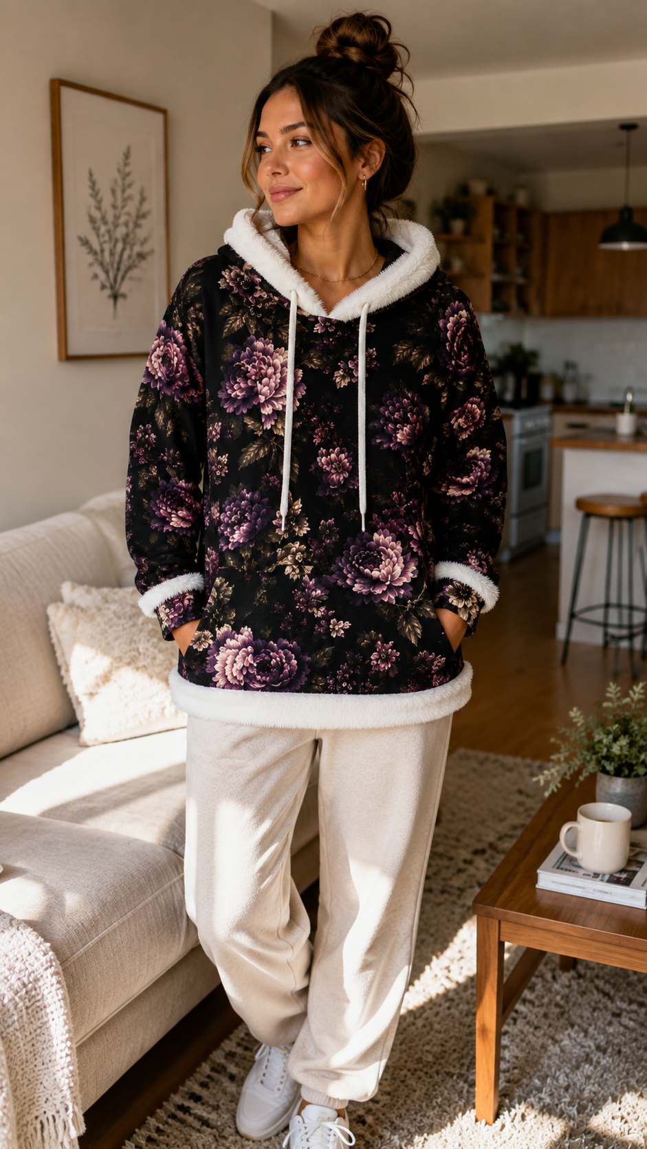 Midnight Garden Cozy Fleece Hoodie