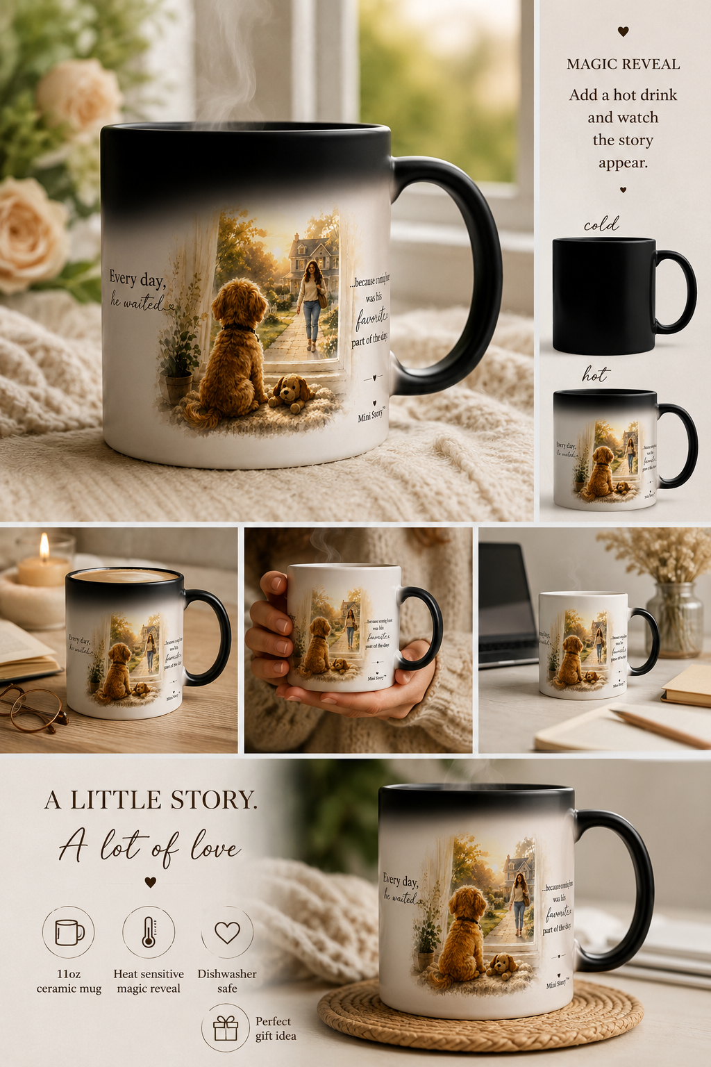 Waiting for You™ Color-Changing Dog Mug | Heat Reveal Mini Story, 11 oz
