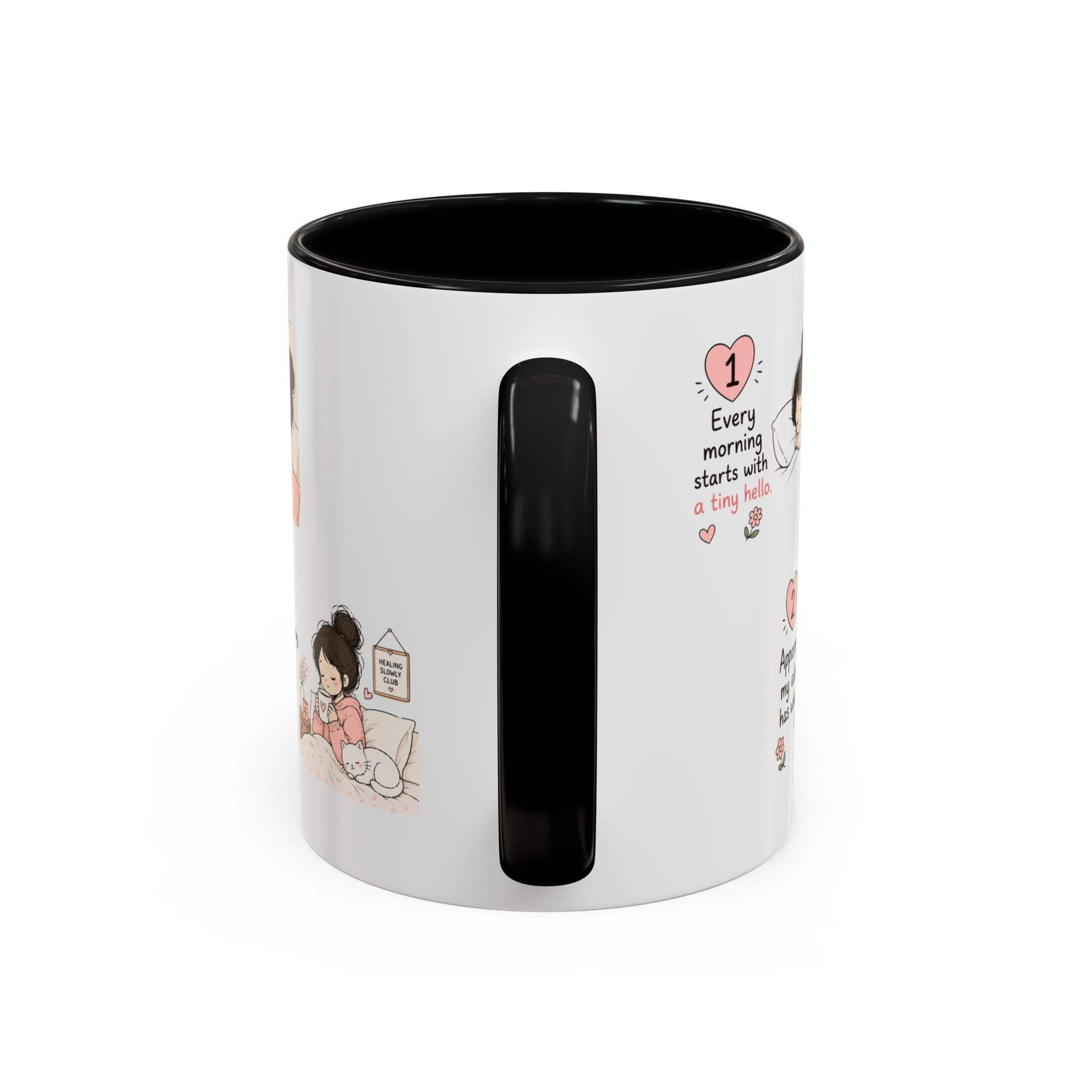 Morning With My Cat Mug | Cute Cat Lover Coffee Mug | Cozy Cat Mom Gift | Doodle Story Mug