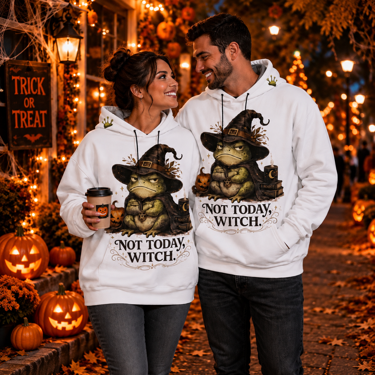 Not Today Witch Frog Halloween Hoodie With Ears | Cozy Spooky Hoodie