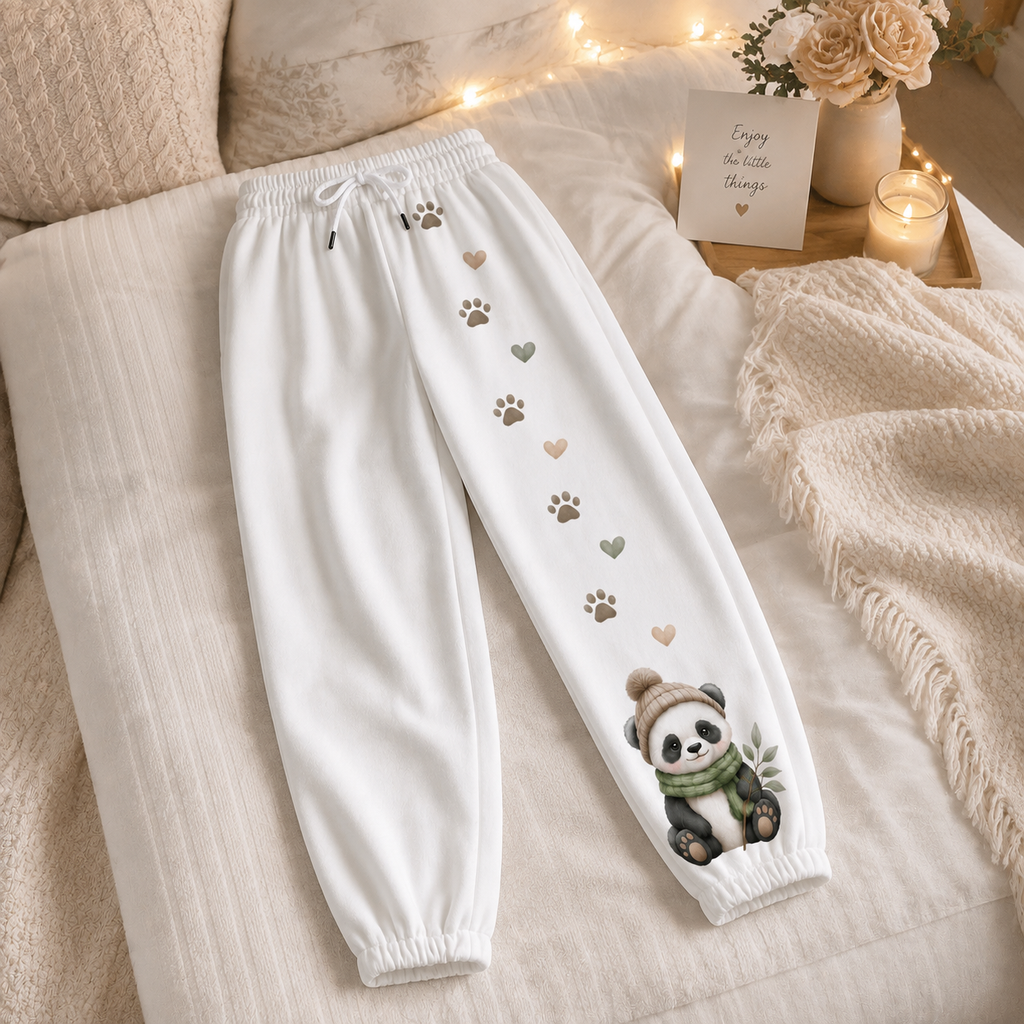 Cozy Panda Women’s Fleece Joggers | Soft Lounge Sweatpants