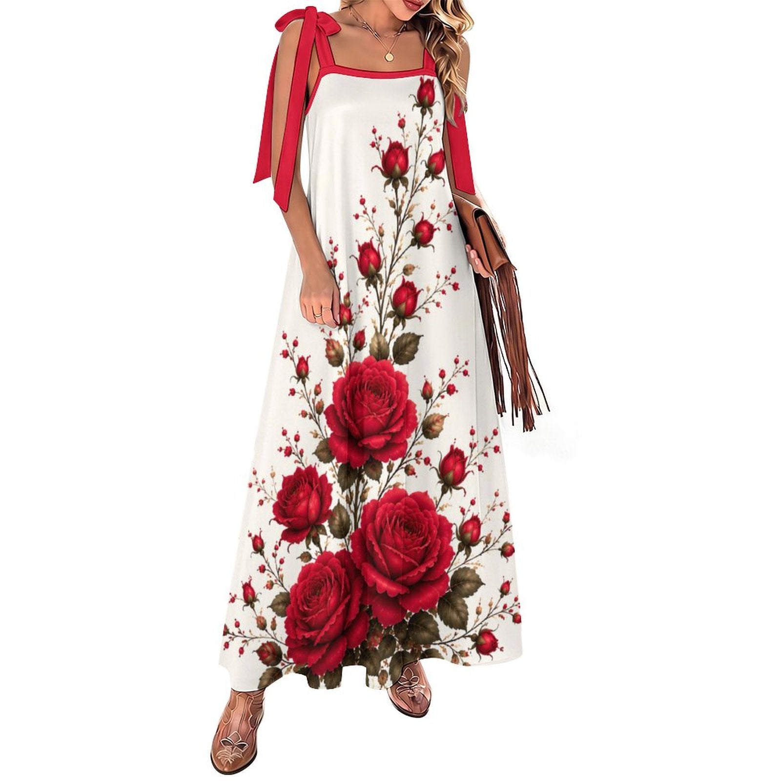 180gsm Ankle-length Slip Dress with Straps(All-Over Printing)