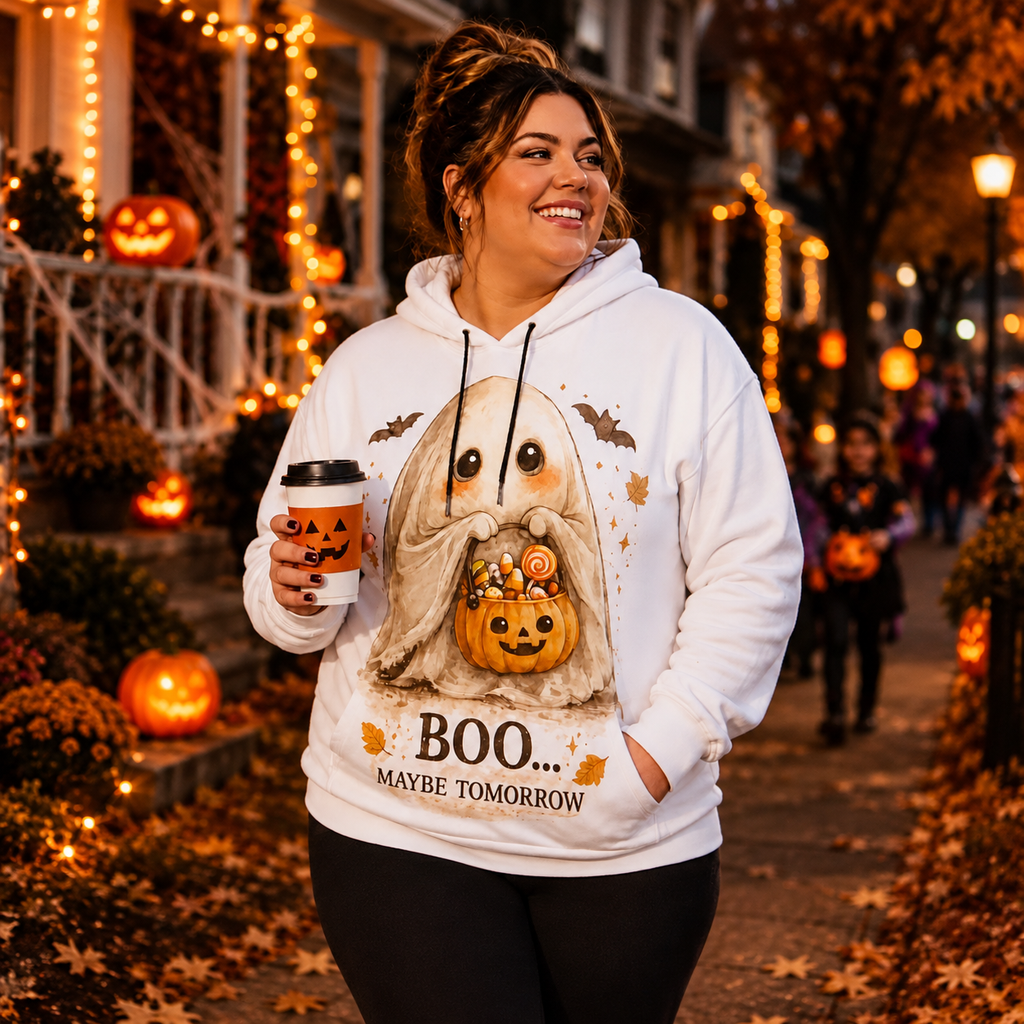 Boo… Maybe Tomorrow Halloween Hoodie With Ears | Cozy Ghost Hoodie
