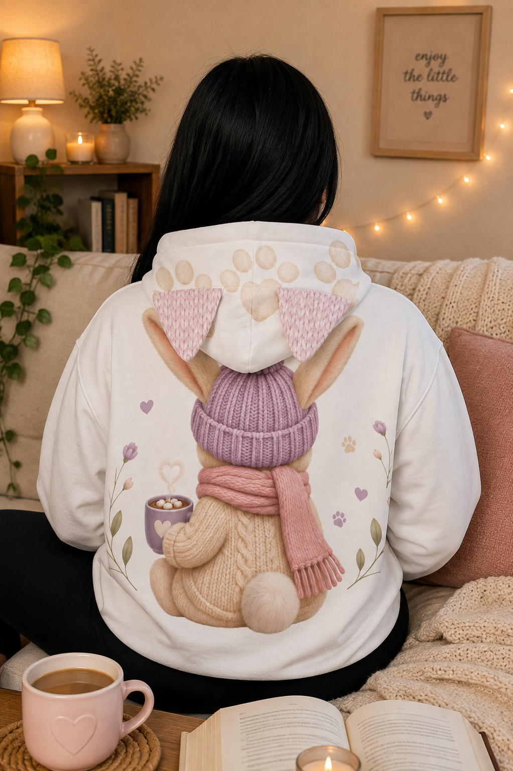 All-Over Print Women’s Hoodie With Decorative Ears