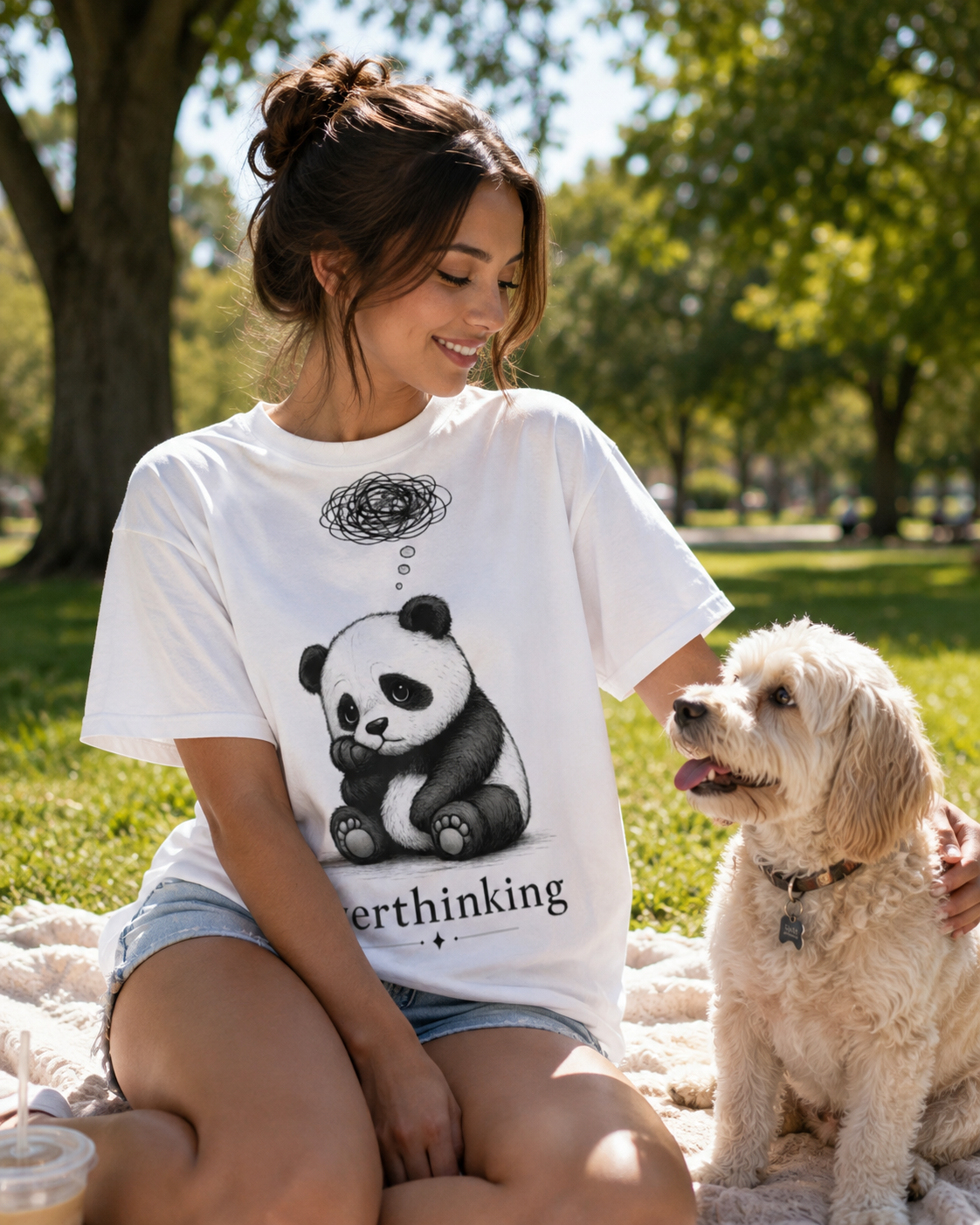 Overthinking Panda T-Shirt | Cute Anxiety Shirt for Women | Soft Cotton Graphic Tee