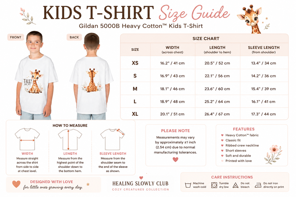 Kids Giraffe T-Shirt – “Tall? Not Yet.” Cute Giraffe Tee