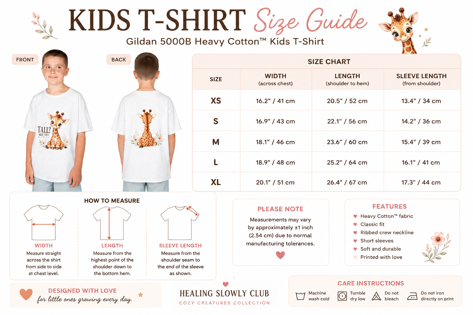 Kids Giraffe T-Shirt – “Tall? Not Yet.” Cute Giraffe Tee