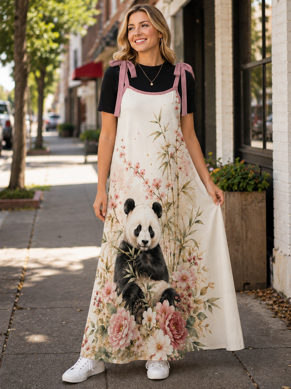 Blush Panda Garden Maxi Dress – Floral Panda Dress