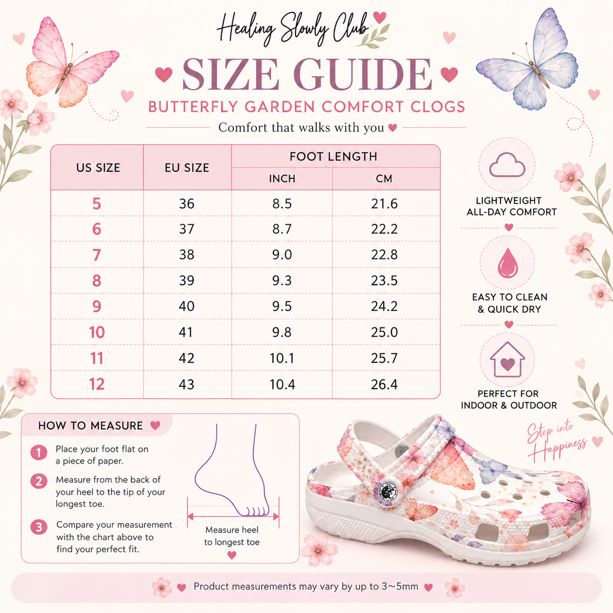 Butterfly Garden Comfort Clogs – Floral Everyday Shoes