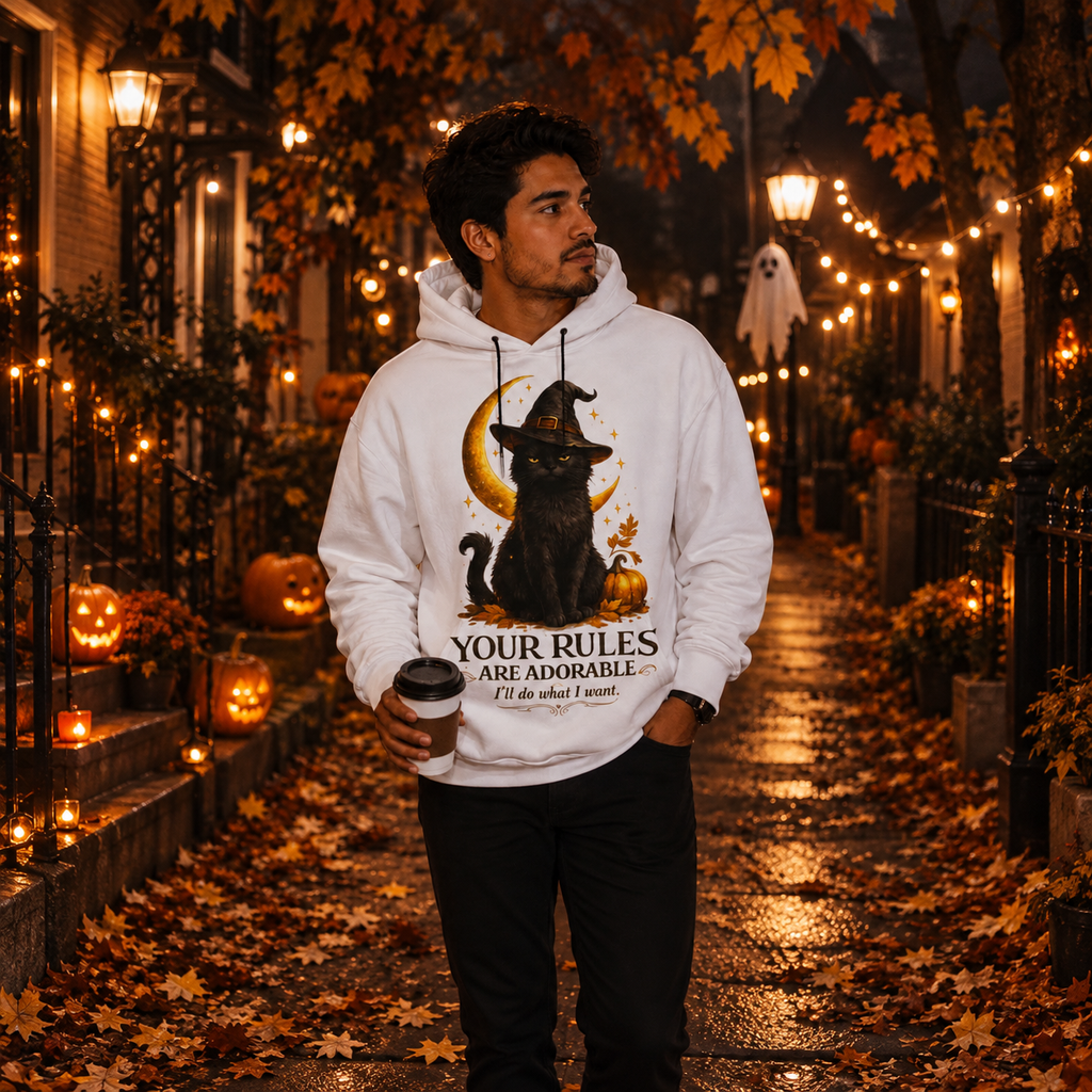 Your Rules Are Adorable Halloween Black Cat Hoodie With Ears 🐈‍⬛🎃