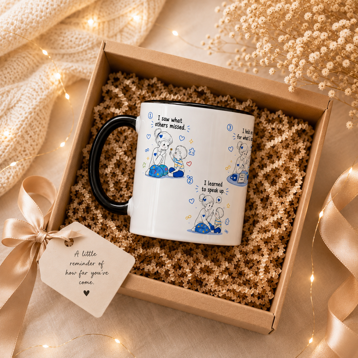 I Became Braver Illustration Coffee Mug | Supportive Friendship Quotes