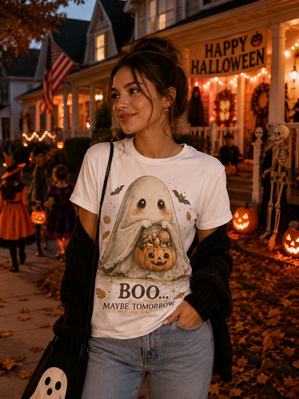 Boo… Maybe Tomorrow Ghost T-Shirt | Cozy Halloween Graphic Tee