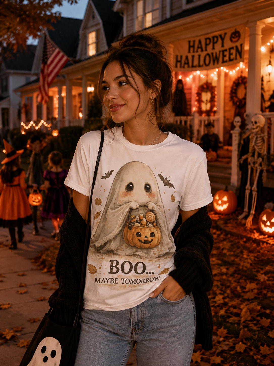 Boo… Maybe Tomorrow Ghost T-Shirt | Cozy Halloween Graphic Tee