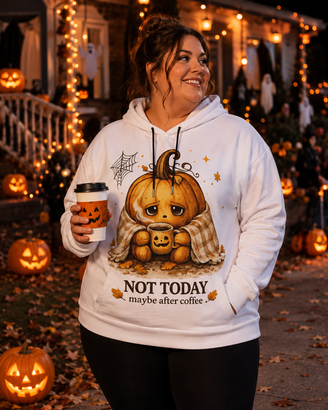 Not Today Pumpkin Hoodie With Ears | Halloween Cozy Hoodie