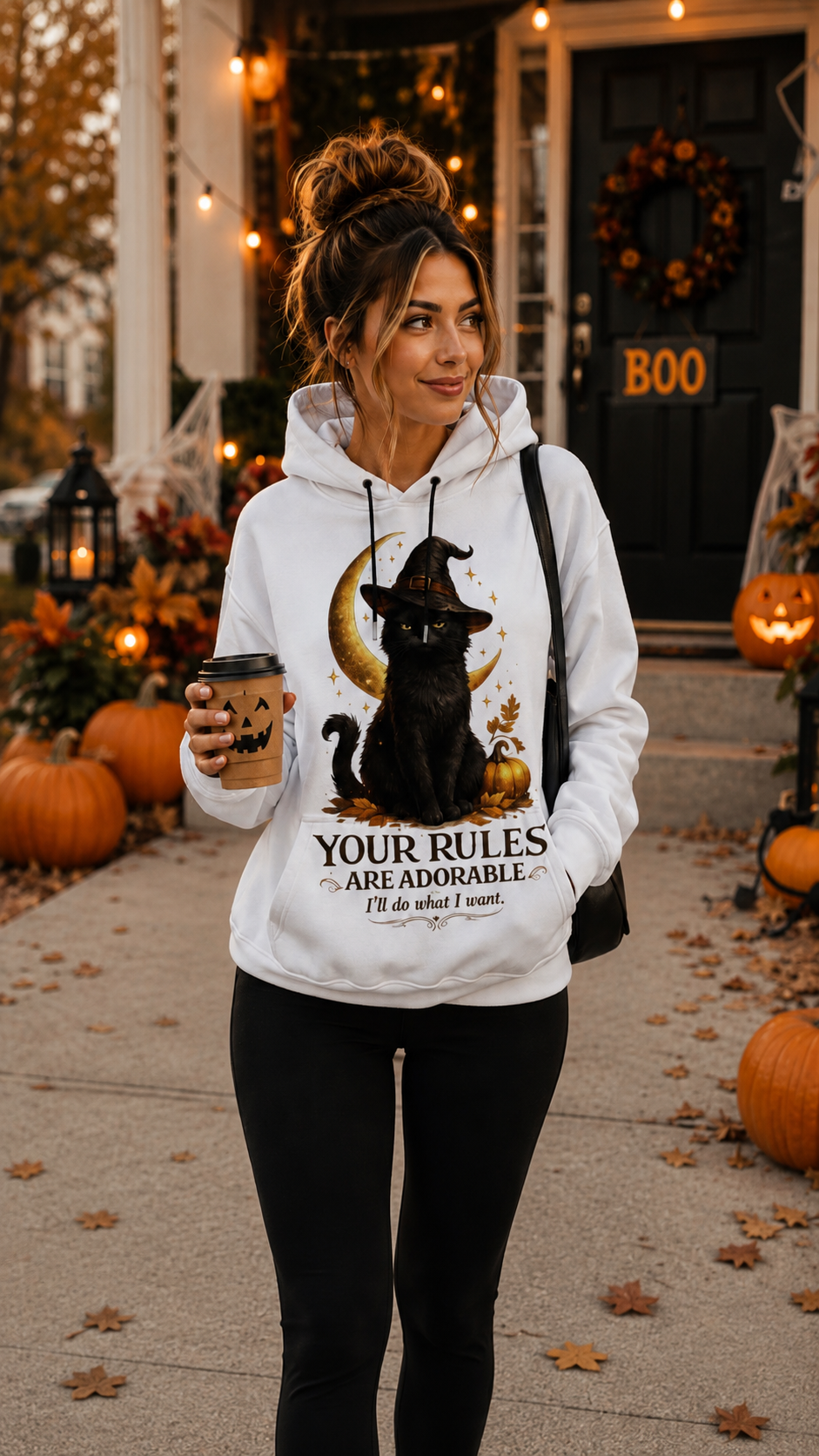 Your Rules Are Adorable Halloween Black Cat Hoodie With Ears 🐈‍⬛🎃