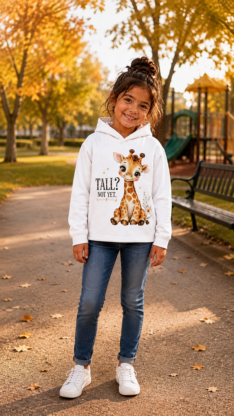 Kids “Tall? Not Yet.” Giraffe Borg Fleece Hoodie