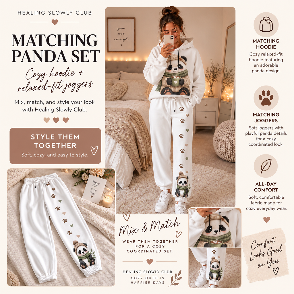 Cozy Panda Unisex Fleece Joggers – Soft Warm Lounge Pants