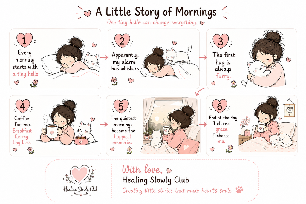 Morning With My Cat Mug | Cute Cat Lover Coffee Mug | Cozy Cat Mom Gift | Doodle Story Mug