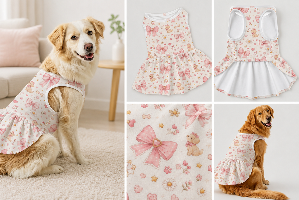 Pink Bow Garden Pet Dress – Plus Size Ruffle Dress
