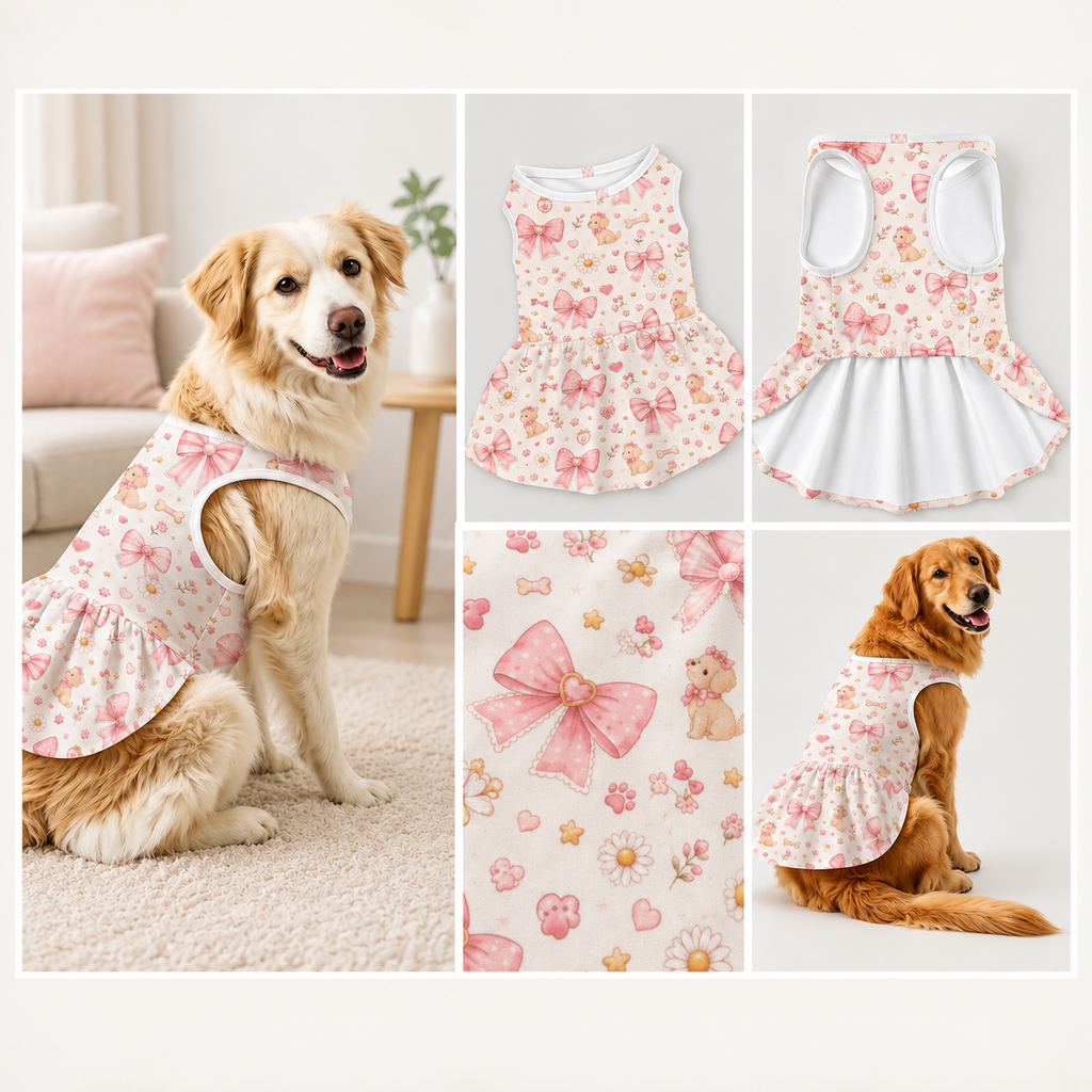 Pink Bow Garden Pet Dress – Plus Size Ruffle Dress