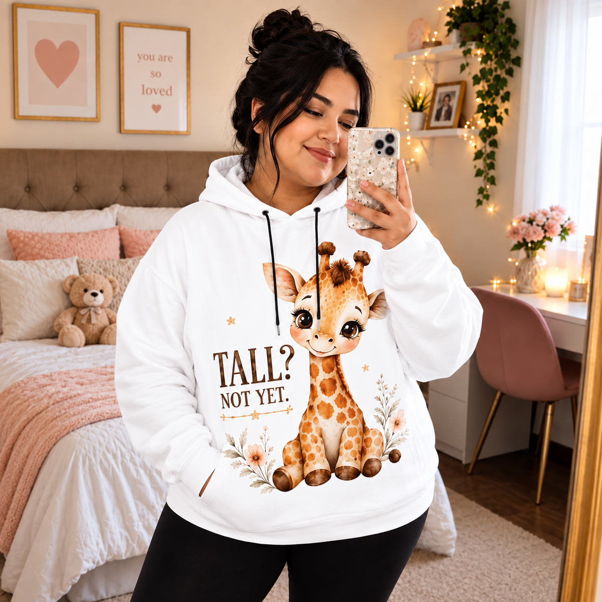 Tall? Not Yet Giraffe Hoodie with Ears – Cozy Women’s Animal Hoodie