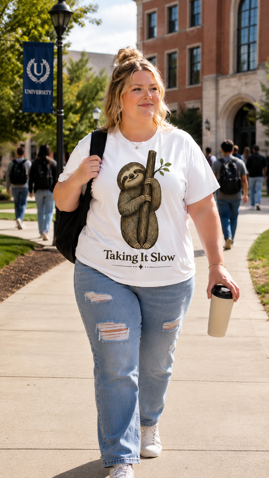 Taking It Slow Sloth T-Shirt | Cute Self Care Graphic Tee for Women