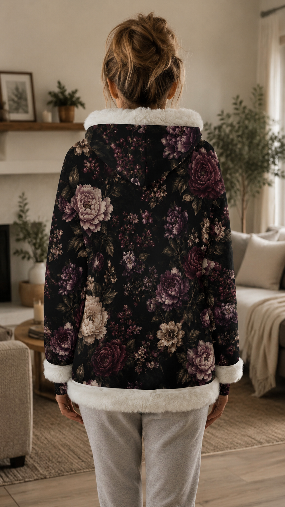 Midnight Garden Cozy Fleece Hoodie
