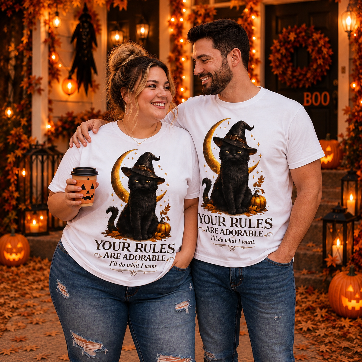 Halloween Witch Cat T-Shirt | Funny Black Cat Graphic Tee